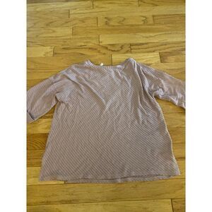 Blu Pepper Women's Ribbed 3/4 sleeve relaxed oversized Top Mauve Size Medium